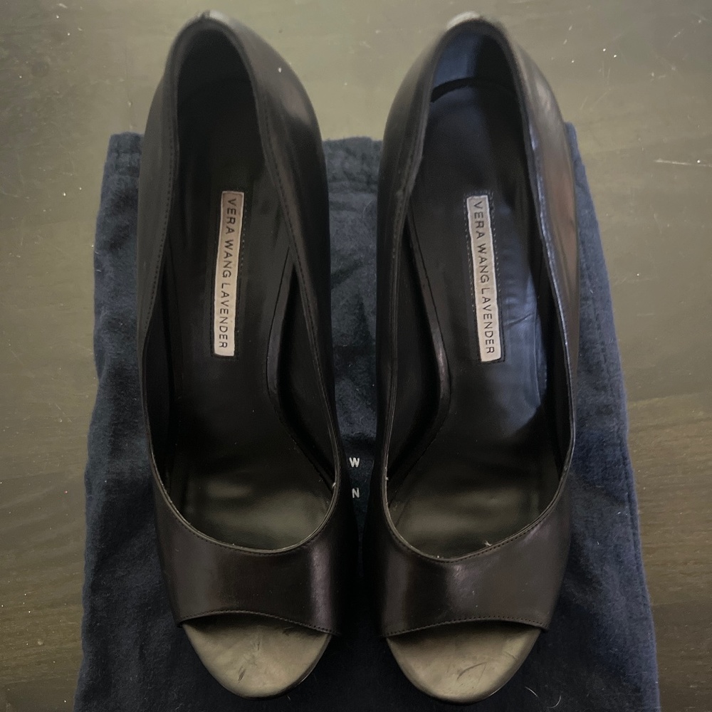 Vera Wang Lavender leather peep toe pumps